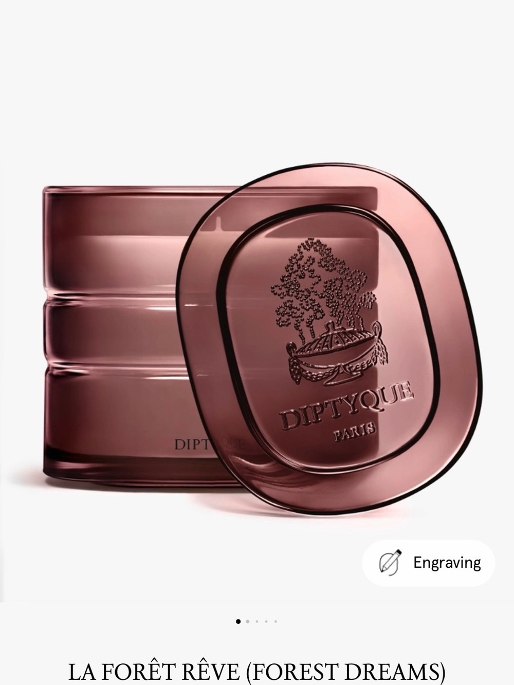 diptyque La Forêt Rêve Candle Box - Mauve Brown Emblem